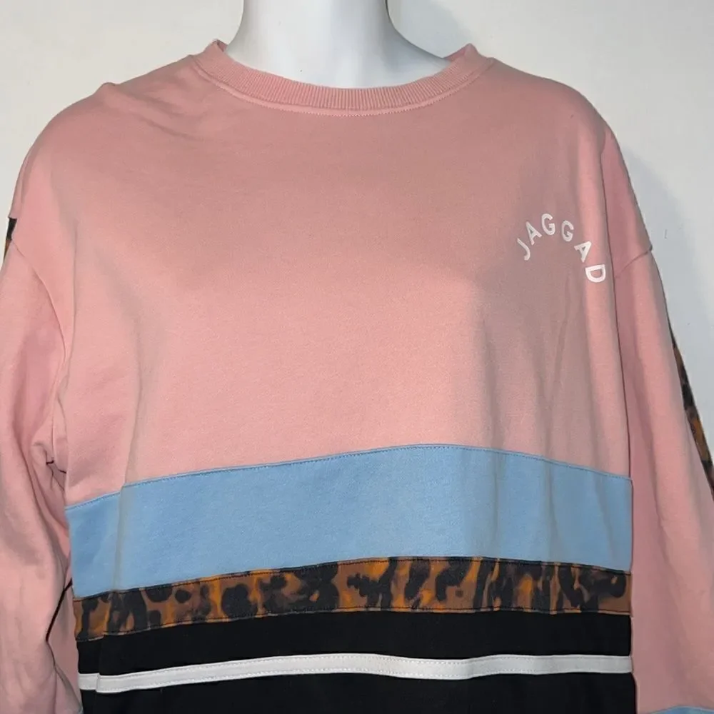 JAGGAD Montalvo Pink, Black and Blue Paneled Sweater-M